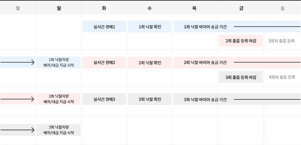 옥션위니 요일별 진행 절차